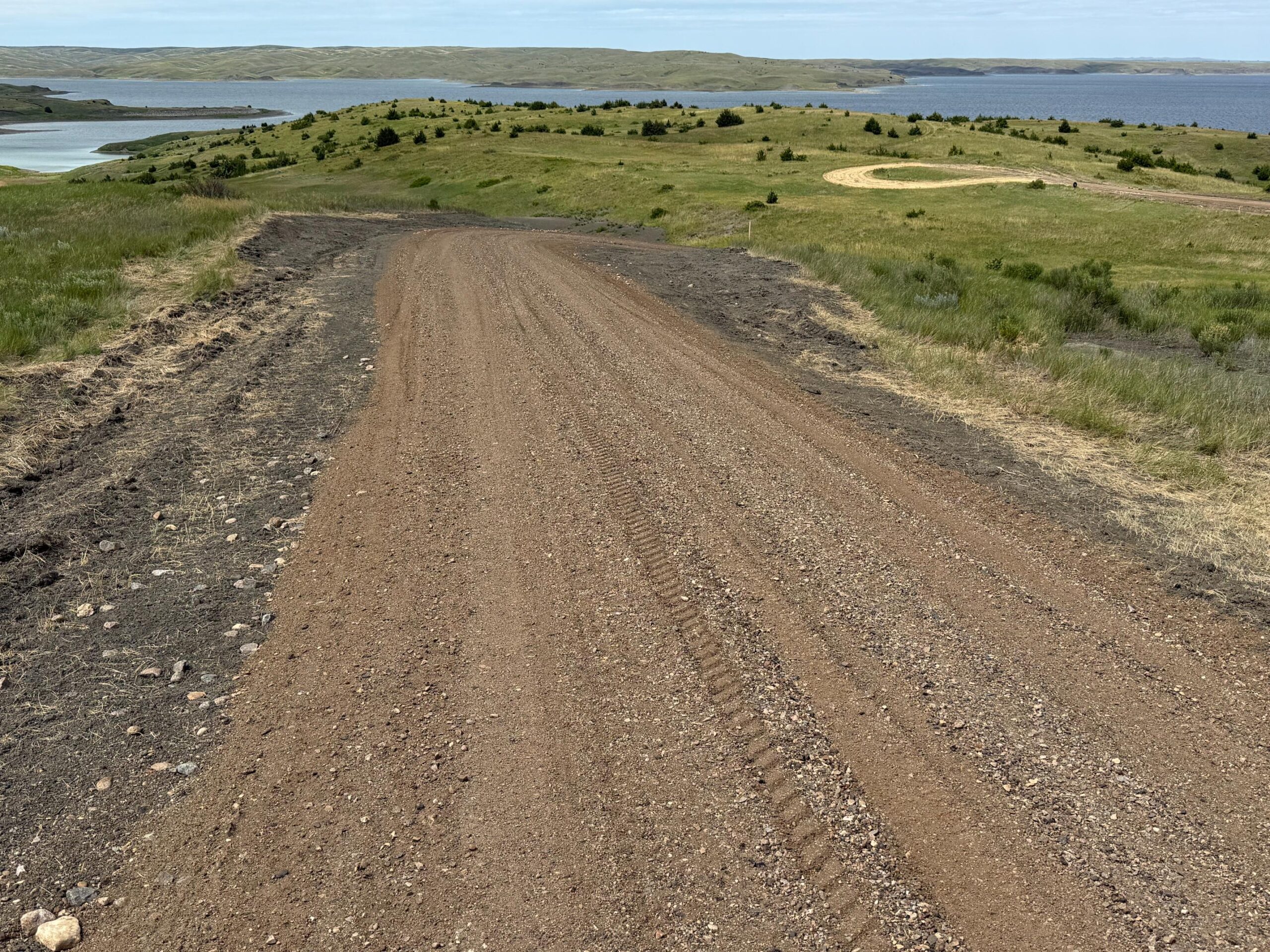 Downhill into corner